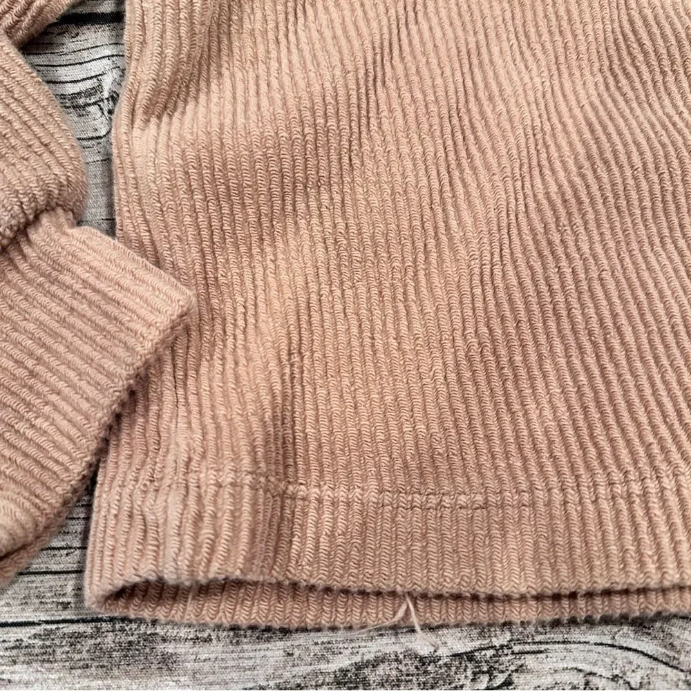Reformation Tan Ribbed Mock Neck Sweater; Boxy, Cropped, Oversized XS